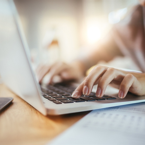 typing on computer